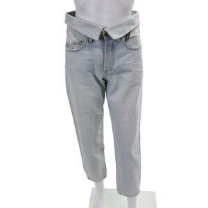 Jean Atelier Women's Button Fly Light Wash Straight Leg Denim Pants Size 25